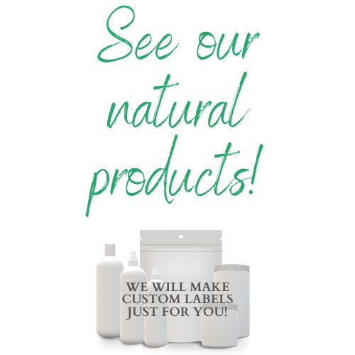 blank containers that have a message that you can see the natural products we offer and we will make custom private labels for customers